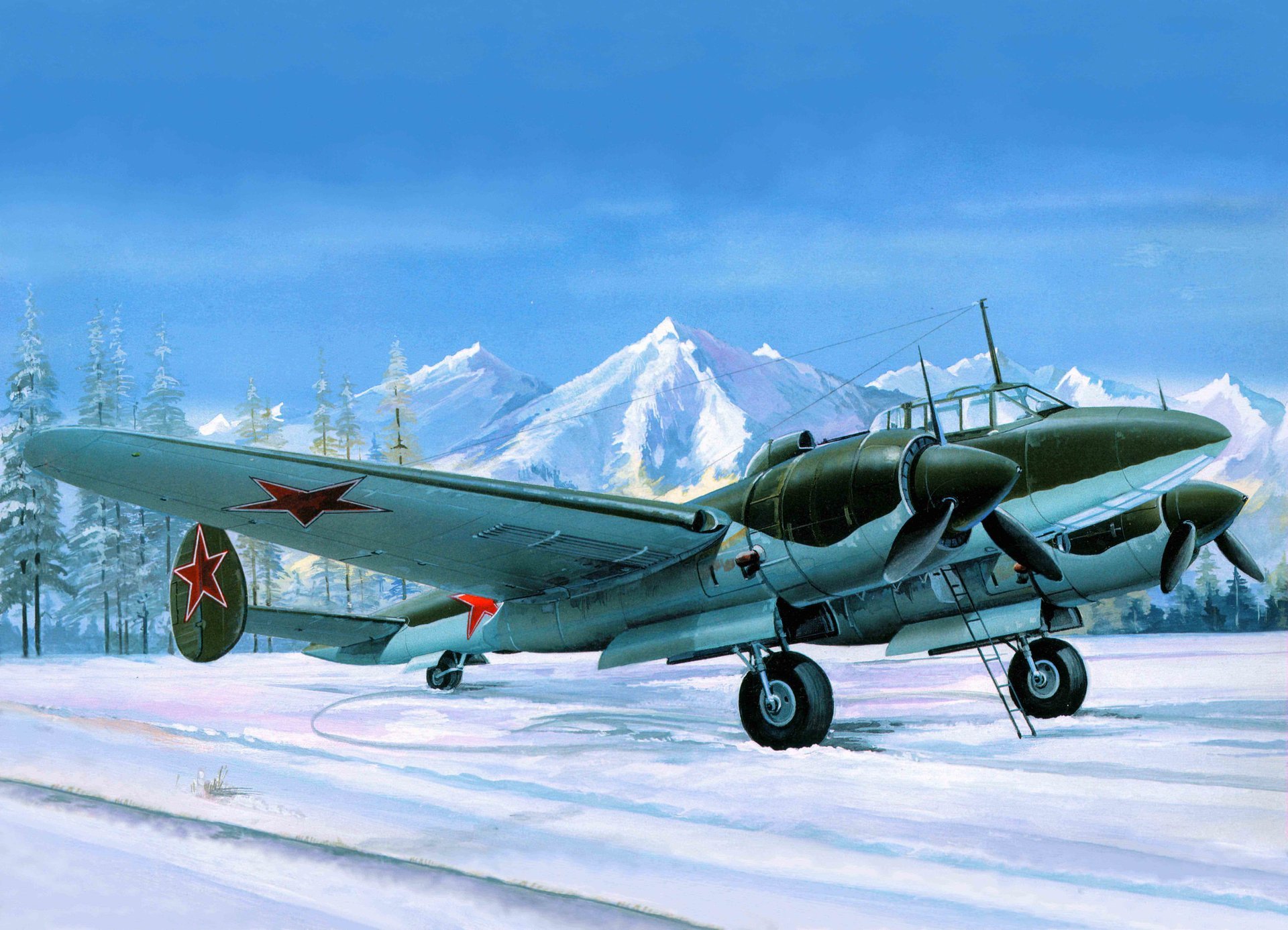 арт самолет пе-2м прозван пешка советский пикирующий бомбардировщик разработанный закрытым кб в. м. петляков самый массовый фронтовой производства ввс ссср вов ww2 .