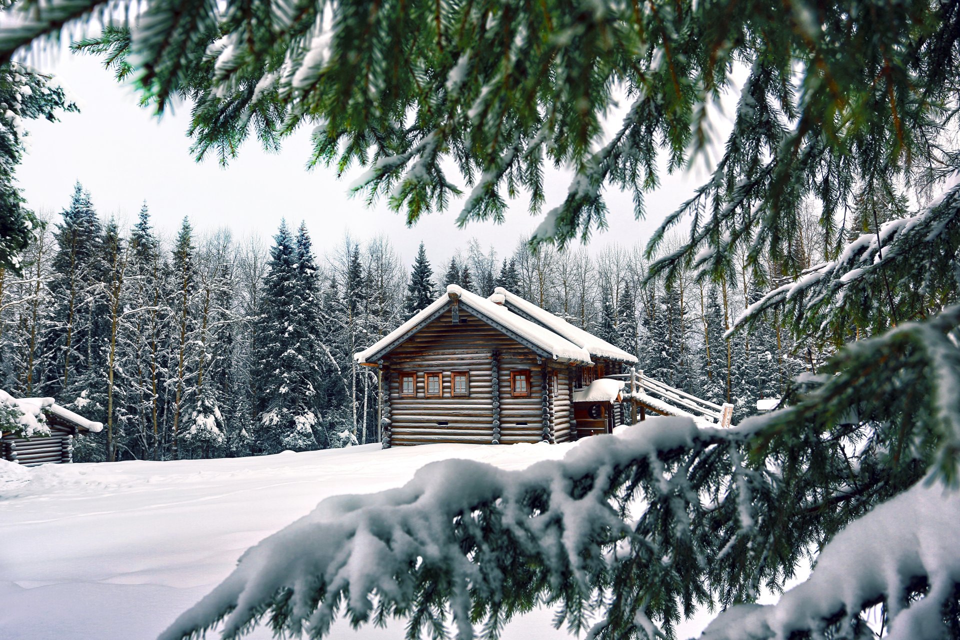 деревенский домик зимой