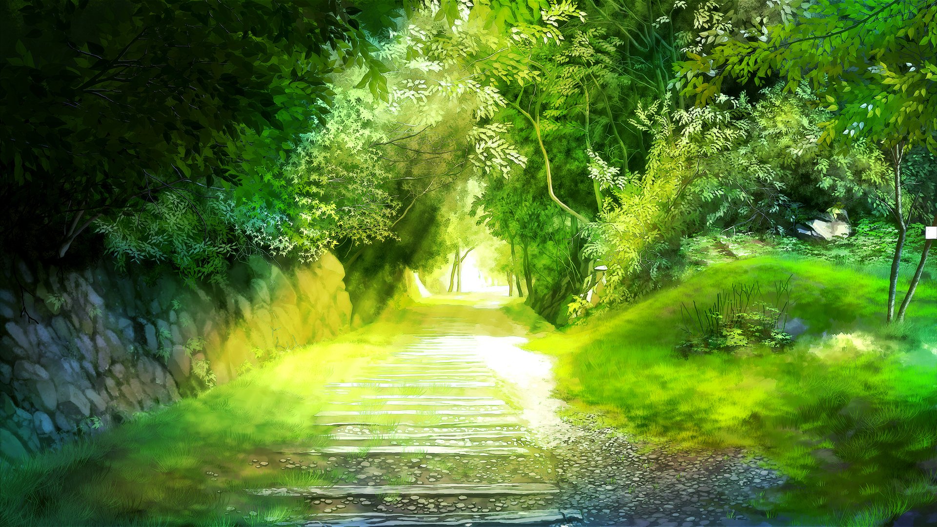 Обои с тегом:miyukin, окура миюки, пейзаж, аллея, дорожка, деревья, зелень.